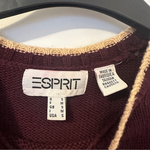 Vintage Esprit Maroon Knit Crewneck Pullover Sweater Size Small Women’s - Picture 10 of 11